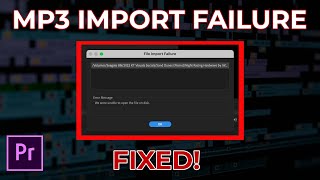 How to FIX MP3 Import Failure in Premiere Pro 2022 QUICK amp EASY [upl. by Harlow]