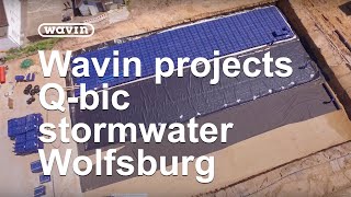 Drone video of sustainable QBic Plus stormwater system in Wolfsburg [upl. by Yelime]