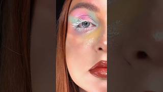 Editorial glossy eyelids makeup tutorial🧡🩵🩷✨ glossyeye editorialmakeup creativemakeup [upl. by Osmo]