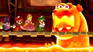 New Super Mario Bros U Deluxe  All Castle Bosses 4 Players [upl. by Galligan]