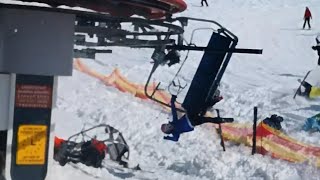 Watch OutOfControl Ski Lift Send People Flying [upl. by Tarsuss]