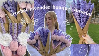 how to crochet a lavender bouquet BEGINNER updated tutorial [upl. by Hsepid]