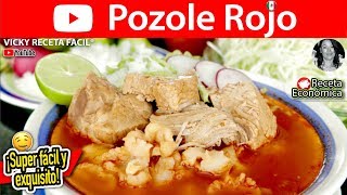 POZOLE ROJO  VickyRecetaFacil [upl. by Nomolas]