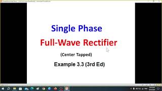 Example 33 PE 3rd ed  FullWave Rectifier  Efficiency  FF  RF  TUF  PIV  CF  PF [upl. by Balough208]