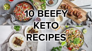 10 Beefy Keto Recipes LowCarb Meals Featuring Beef [upl. by Sitrik60]