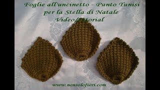 Foglia alluncinetto Punto Tunisi fogliauncinetto crochet uncinetto crochetflower leaf [upl. by Karina]