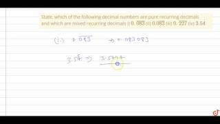 Pure recurring decimal and mixed recurring decimal [upl. by Alioz871]