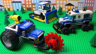 Lego Cars and Trucks Police Bulldozer Police Tractor Video for kids with toys [upl. by Lubba897]