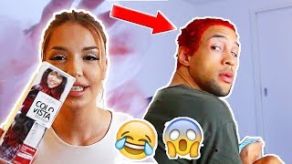 Haare ROT färben PRANK an SIMON DESUE 😂🔥 [upl. by Bronk]