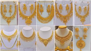 Latest 22K Gold Bridal Necklace Set  Royal Gold Jewelry Collection [upl. by Norvell]