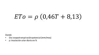 Cálculo evapotranspiración potencial Método Blanney – Criddle [upl. by Ettelliw]