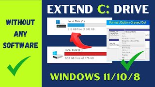 How to Extend C Drive in Windows 1110 Without any Software Extend Volume Option Greyed Out SOLVED [upl. by Bendite108]