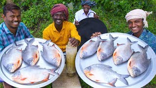 KING SIZE FISH FRY  Red Pomfret fish Fry in Village  Village Style Cooking  Village Food [upl. by Pazia]