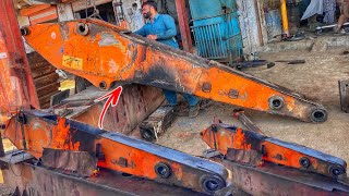 Excavator Boom Was Broken Due To Heavy Lifted Then It Was Straighten By Mechanics [upl. by Mercier]