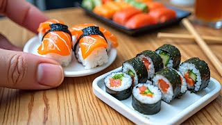 How To Make Miniature Sushi ASMR Cooking Mini Food  Japanese Recipe [upl. by Rockwood576]