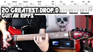 20 Greatest DROP D Guitar Riffs  With Tab [upl. by Enirhtac]