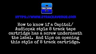 Opening a CapitolAudiopak Style 8 Track Cartridge [upl. by Eema555]