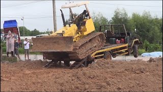 Awesome Overloading PROJECT Dump Truck 5 T LandFill amp Delete Pond With Dozer Quickly Working To Push [upl. by Fedora]