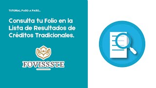 CONSULTA Tu FOLIO del Crédito Tradicional 2022  Fovissste [upl. by Eirehc]