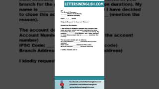 Request Letter to Bank for Account Closure [upl. by Skipper]