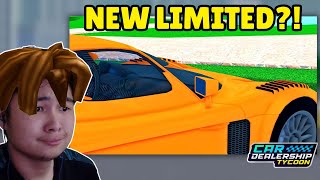 🔥NEW LIMITED CAR COMING to Car Dealership Tycoon cardealershiptycoon [upl. by Teerprah]