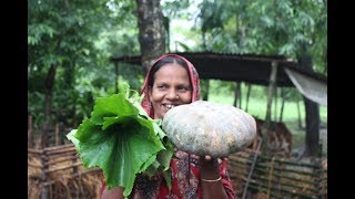 Village food  Ash gourd gourd leaf pakora  Grandmother recipes102 [upl. by Ocirne]