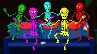 Five Funny Skeletons Dancing On The Spooky Night  Scary Skeletons Kids Songs hooplakidz [upl. by Hannad]