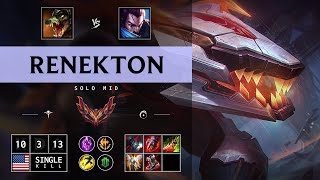 Renekton Mid vs Yasuo Unstoppable  NA Grandmaster Patch 1415 [upl. by Recor]