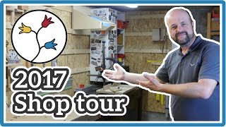 WOODWORKING SHOP LAYOUT – Shop Tour 2017  DIY workshop ideas [upl. by Tobye]