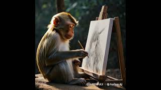 the monkey becomes a painter monkey funnyanimals monyet ai cuteanimals viralvideo fyp funny [upl. by Anahsek959]