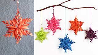 Simple Paper snowflake wall hanging  DIY easy paper crafts tutorial  Wall decoration ideas [upl. by Eeldarb]