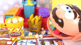 Play Doh Dentiste Oscar Mange Popcorn Frites et Pizza [upl. by Sanjiv]