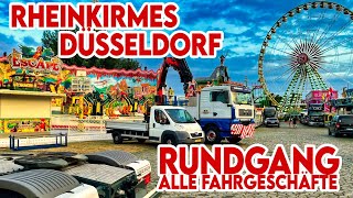 Rheinkirmes Düsseldorf 2022  ALLE Fahrgeschäfte im Rundgang  Aufbau der größten Kirmes am Rhein [upl. by Wrennie]