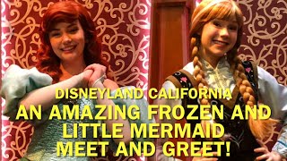 Princess Anna and Ariel An AMAZING Frozen and Little Mermaid Meet and Greet at Disneyland disney [upl. by Carisa185]