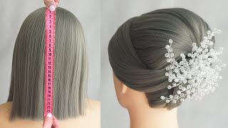 Peinados Para Cabello Corto Elegantes  Peinado Recogido Para Novia Paso A Paso [upl. by Conlon]