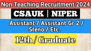 NIPER Recruitment 2024  CSAUK Recruitment 2024  Non Teaching Staff Recruitment 2024 [upl. by Enyak593]