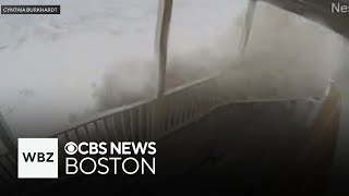 Videos show storm flooding Massachusetts coast New Hampshire sees heavy snow [upl. by Ludewig]