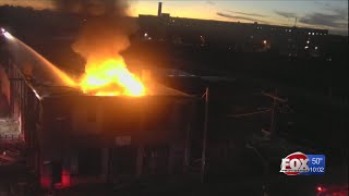 Flames reignite at scene of Pawtucket mill fire [upl. by Yrrab]