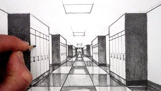 How to Draw 1Point Perspective for Beginners A Hallway [upl. by Nohsauq]