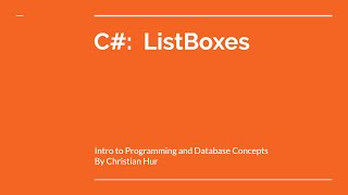 C ListBox [upl. by Aneetsirk]