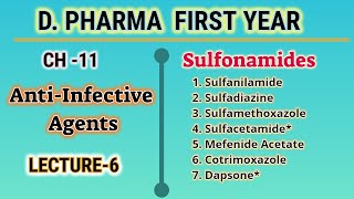 SulfonamidesAntiInfective AgentsCH11L6Pharmaceutical ChemistryDpharmFirst Year [upl. by Lacee669]