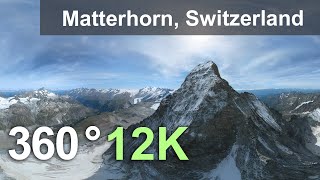 Matterhorn Mountain Alps Switzerland Aerial 360 video in 12K [upl. by Elhsa]