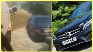 Moment angry farmer covers Mercedes in SLURRY after owner parked on his field to go to the beach [upl. by Opal]