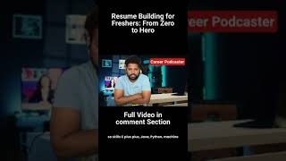 Resume Building for Freshers From Zero to Hero  careerpodcaster freshersjobstelugu shorts [upl. by Ehling]