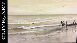 Seascape Painting  Acrylic Painting  STEP by STEP [upl. by Garwood]