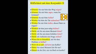 Höflichkeit mit dem Konjunktiv II konjunktiv2  b1 deutsch dtb lernen dtz german b2 verb [upl. by Plunkett]