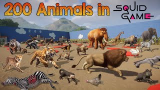 200 Animals in Squid Game Red Light Green Light included Elephant Mammoth Hippo Rhino amp Tiger [upl. by Peppard]