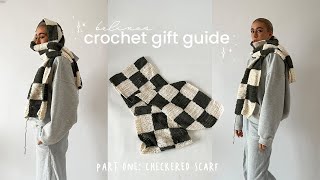 checkered CROCHET SCARF tutorial  GIFT GUIDE 01 [upl. by Tteve]