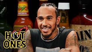 Lewis Hamilton Goes Full Send While Eating Spicy Wings  Hot Ones [upl. by Hanson]