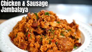 The Ultimate One Pot Meal  Chicken amp Sausage Jambalaya Recipe [upl. by Nonna534]